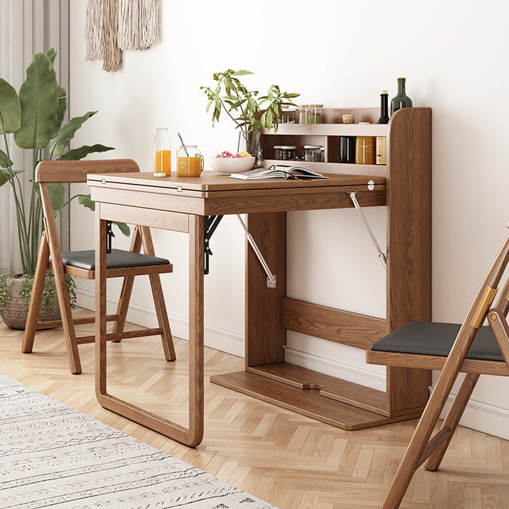 Solid Wood Folding Multifunctional Dining Table for Small Apartments