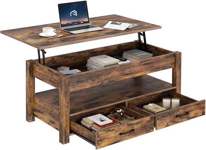 Lift Top Coffee Table with Large Hidden Storage Shelf