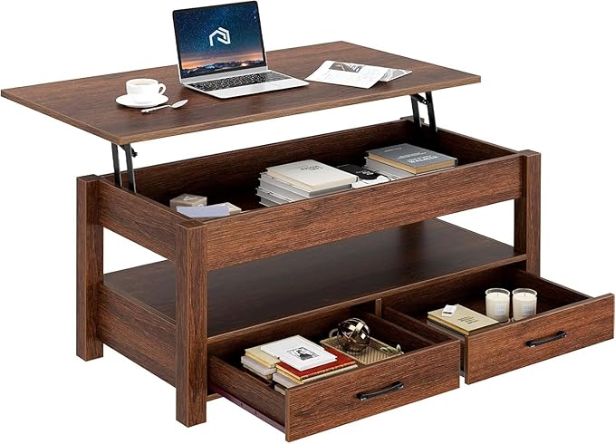Lift Top Coffee Table with Large Hidden Storage Shelf