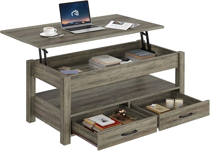 Lift Top Coffee Table with Large Hidden Storage Shelf
