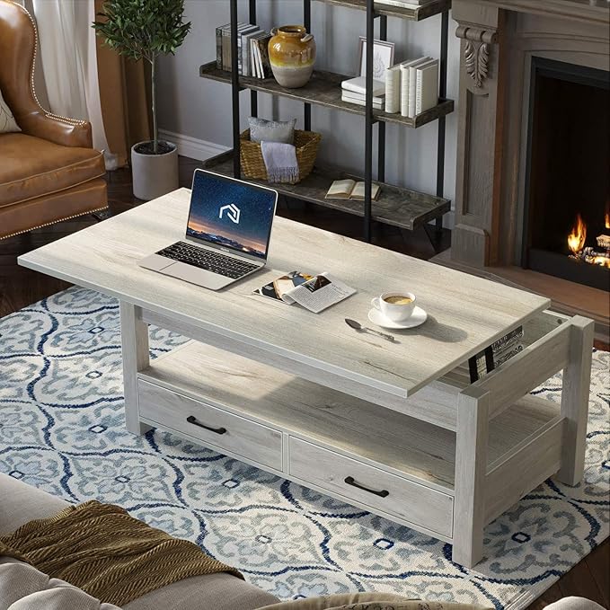 Lift Top Coffee Table with Large Hidden Storage Shelf