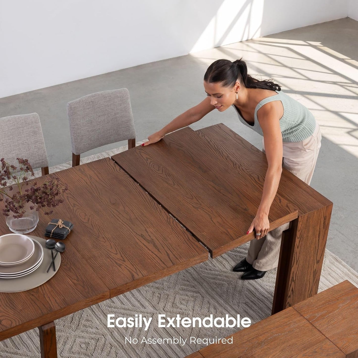 Transformer Table Extendable Dining Table Set for 2 to 12