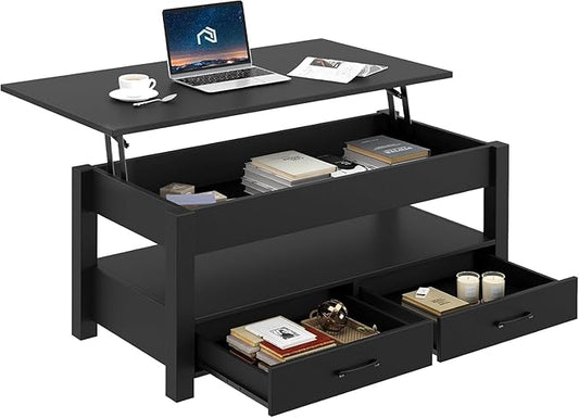 Lift Top Coffee Table with Large Hidden Storage Shelf